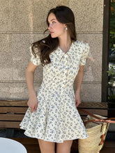 LIZAKOSHT - 2026 Summer New Floral Short Sleeve Dress Women's Elegant Slim Fit Sweet Button Front Puff Sleeves Mini Dress