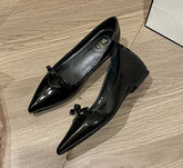 LIZAKOSHT - Elegant Ladies Pointed Toe Flats Bowtie Wedges Shoes Woman High Increase Dress Slip On Ballets Princess Ladies Party Bridal Shoe