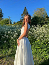 LIZAKOSHT - Elegant Backless Women White Sleeveless Midi Dress Fashion Slim O-neck Pleated Hem A-line Dresses Summer Female Chic Party Robes