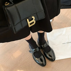 LIZAKOSHT - Fashion Pumps New High Quality Genuine Leather Round Head Mid Heel Simple Mary Jane Shoes Daily Commuter Women's Shoes