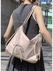 LIZAKOSHT - Sweet Girl Zipper Bow Fashion Tote Backpack Casual Big Capacity Schoolbag Student Leisure Travel Backpack