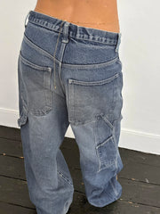 LIZAKOSHT - Ripped Women's Jeans Y2K Streetwear Baggy Straight Cargo Pants Punk Low Waist Wide Leg Denim Trousers 90s Vintage 2024
