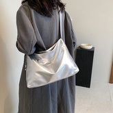 LIZAKOSHT - Trendy Designer Silver Tote Large Shoulder Crossbody Bags Women Handbags Purses New Fashion Casual Messenger Bag