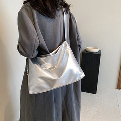 LIZAKOSHT - Trendy Designer Silver Tote Large Shoulder Crossbody Bags Women Handbags Purses New Fashion Casual Messenger Bag