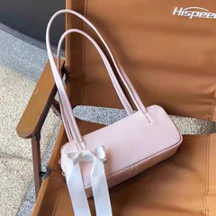 LIZAKOSHT - Korean Casual Pillow Bags For Women Luxury Designer Handbags And Purses 2024 New In PU Star Silk Scarf Bow Bit Underarm Shoulder