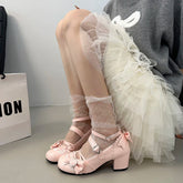 LIZAKOSHT - Thick Heel Women Lolita Mary Jane Shoes Fashion Butterfly-knot Outdoor Women's Party Dress Pumps Zapatos De Mujer Big Size