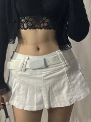LIZAKOSHT - Low Waist Micro Skirts Y2K Streetwear Acubi Pockets Patchwork A-line Skirt E-girl Aesthetics Outfits Zipper