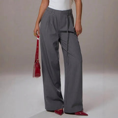 LIZAKOSHT - Wide Leg Pants for Women Spring European American Style Office Wear Casual Trousers with Draping Effect