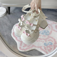 LIZAKOSHT - Lolita Thick Heel Original Cute And Sweet Japanese Bow Single Shoes For Women Kawaii Loli Tea Party High Heels