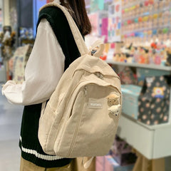 LIZAKOSHT - Stripe Cute Corduroy Woman Backpack Schoolbag For Teenage Girls Boys Luxury Harajuku Female Fashion Bag Student Lady Book Pack