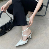 LIZAKOSHT - New Women Close Toe Sandals,Sexy Summer High Heels Shoes,Ankle Strap,Mid Hollow Out,34-39,Red,Black,White,Dropship