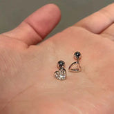 LIZAKOSHT - Punk Zircon Heart Earrings Women Irregular Hollowed Ear Studs Love Minimalist Earring Sweet Girls Jewelry Accessories