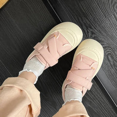 LIZAKOSHT - Women's Shoes Round Toe Cute Kawaii Female Footwear Pink High on Platform Cotton Cheap New Arrival Urban Autumn Shoe Casual