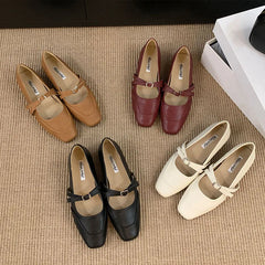 LIZAKOSHT  -  Women Flats Fashion Round Toe Slip On Ladies Elegant Mary Jane Shoes Soft Flat Heel Outdoor Dress Ballerin Shoes New Woman