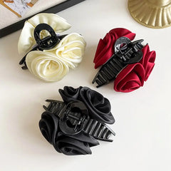 LIZAKOSHT - Hair Grab Clip Flower Hair Claw Shark Clip Korean Style Large Size Hair Claw Hair Accessories Barrettes Red Rose Hair Clip