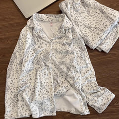LIZAKOSHT - Leopard Print Soft Pajamas for Woman Sleepwear Long Sleeved Top and Long Trousers Casual Loungewear Set Pyjamas Spring Autumn