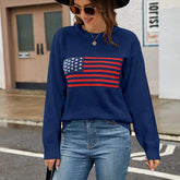 LIZAKOSHT  -  Fall Winter Sweater Women The American Flag Easter Independence Day New Year Top Pullover Jumper Jacket Long Sleeve 40927