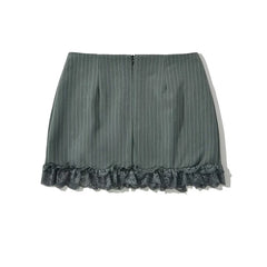 LIZAKOSHT - Y2K Lace Patchwork Striped Mini Skirt Women Sexy Slim Slit Summer Skirts