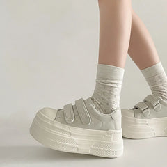 LIZAKOSHT - Spring New Style Small Size 7cm Lightweight Platform Casual British Style Magic Tape Heightening Platform Shoes