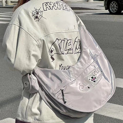 LIZAKOSHT - Korean Casual Simple Women Hobo Bag Y2k Kawaii Sweet Heart Letter Print Shoulder Fashion High-capacity Grunge Crossbody s