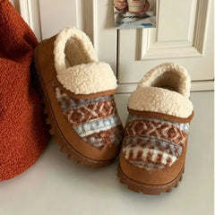 LIZAKOSHT - Vintage Fleece Women's Fashion Outerwear Fair Isle Print Warm Soft Cute Versatile Winter Boots Christmas
