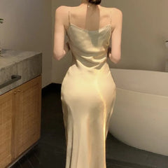 LIZAKOSHT - New Sexy Moonlight Fishtail Skirt Fashion V Neck Elegent Long Dress Summer Suspender Strap Backless Chic Evening Party Dress