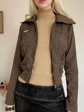 LIZAKOSHT - Safari Style Big Pockets Zipper-Up Jackets Casual Solid Turn-Down Collar Long Sleeve Coats Women Autumn Winter Lady