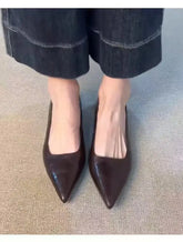 LIZAKOSHT - Flat Heel Pointed Toe Women's oes Spring Commute Work oes Korean Sle Leather Inner Layer Pig Skin Slip-On Daily Wear