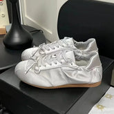 LIZAKOSHT - Brand Satin Pink Cute Ballet Flats Shoes Women Sweet Casual Sneakers Shoes Trainers Comfy Walk Daily Footwear