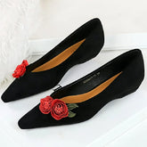 LIZAKOSHT - Vintage Flannel Flower Designed Branded Flats Womens Summer Pointed Toe Low Heeled Sandals Comfortable Shallow Mouth Casual Shoe