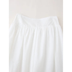 LIZAKOSHT - 2024 Women Contrast Floral Embroidery White Skirt Back Elastic Waist A-line Summer Long faldas largas