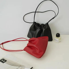 LIZAKOSHT - Lady Pu Leather Drawstring Shoulder Bags Women Underarm Bag Fashion Commuter Solid Color Bag Classic Bolsos All-match