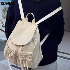 LIZAKOSHT - New Women Y2k Aesthetic Bow Backpack Streetwear Fashion Ins Casual Schoolbag All Match Trendy Simple Backpacks for Students