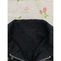 LIZAKOSHT  -  Y2k Punk Rock Mini Dresses Harajuku Women Korean Vintage Zip-up Shirtdress 2000s Gothic Fashion Sweet Cool Sexy Black Dress