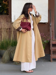 LIZAKOSHT - Elegant Cotton Trench Coats for Women 2025 Autumn Turn-down Collar Single Breasted Long Outerwears Ladies Windbreaker