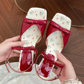 LIZAKOSHT - New Summer Butterfly-knot Women Open Toe Sandals Fashion Wedges High Heels Stripper Party Pumps Shoes