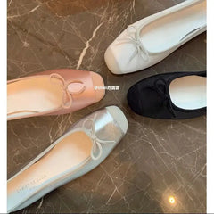 LIZAKOSHT  -  Spring Bow Ballet Shoes Fashion Shallow Square Toe Slip On Women Flat Loafers Casual Outdoor Soft Sole Single Shoes