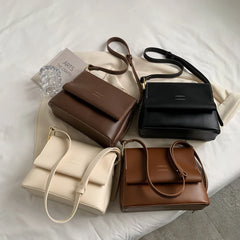 LIZAKOSHT - Design PU Leather Shoulder Crossbody Bag New Flap Solid Color Underarm Bags Luxury Designer Handbags and Purse