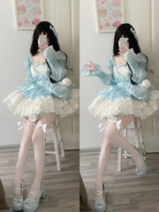 LIZAKOSHT  -  Japanese Style Cute Super Beautiful Suspender Dress Women's Spring and Summer Waist Slimming Birthday Escape short skirt