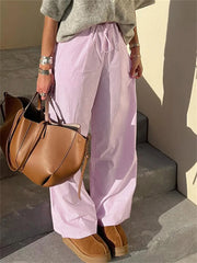 LIZAKOSHT - Streetwear Striped Print Loose Trousers Lace-up Joggers Fashion Y2K Baggy Pants Basic Aesthetic 90s Cute Bottoms