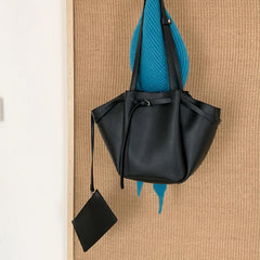 LIZAKOSHT - Soft PU Large Capacity Tote Bag Women Fashion Korean Style Commuter Shoulder Bag Solid Color Retro Minimalist Handbag