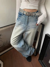 LIZAKOSHT  -  Autumn Women's Vintage Aesthetic Jeans Loose Washed Casual Style Harajuku Pants Y2K Wide Leg Punk Baggy Denim Trouser