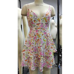 LIZAKOSHT  -  Fashion Floral Print Dress For Women Summer Vacation Beach Clothing Ladies Streetwear Suspender Skirt Sleeveless Mini Dress