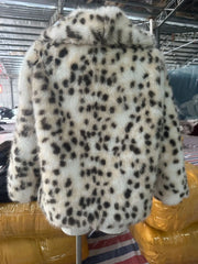 LIZAKOSHT - Brown Leopard Fox Fur Coat Women Winter 2026 New Luxury Hot Brand Fashion Girls Faux Fur Jacket Teddy Overcoat Faux Fur Coat