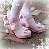 LIZAKOSHT - Lolita Shoes Cosplay Kawaii Anime Sweet Loli Women Tea Party High Heel Princess Bow Mary Jane Loli Shoes