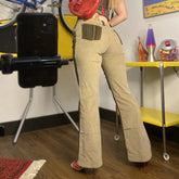 LIZAKOSHT - Striped Patchwork Low Waist Pants Women Streetwear Straight Flare Trousers y2k Vintage Sweatpants Joggers Fashion Korea