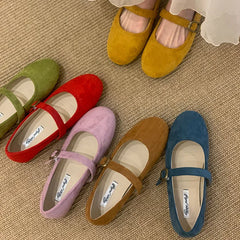 LIZAKOSHT - Spring Brand Women Flats Soft Leather Eelgant Dress Shoes Round Toe Shallow Slip On Ladies Casual Ballet Shoes Mule New