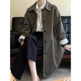 Loose Casual Style Women's Windbreaker Jacket Autumn New Arrival Versatile Mid-Length Coat Korean Fashion Outerwear