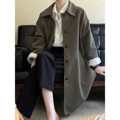 Loose Casual Style Women's Windbreaker Jacket Autumn New Arrival Versatile Mid-Length Coat Korean Fashion Outerwear