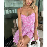 LIZAKOSHT  -  Corset Dress For Women Summer Seaside Vacation Beach Style Clothing Fashion Printing Mini Dress Sexy Backless Suspender Skirt